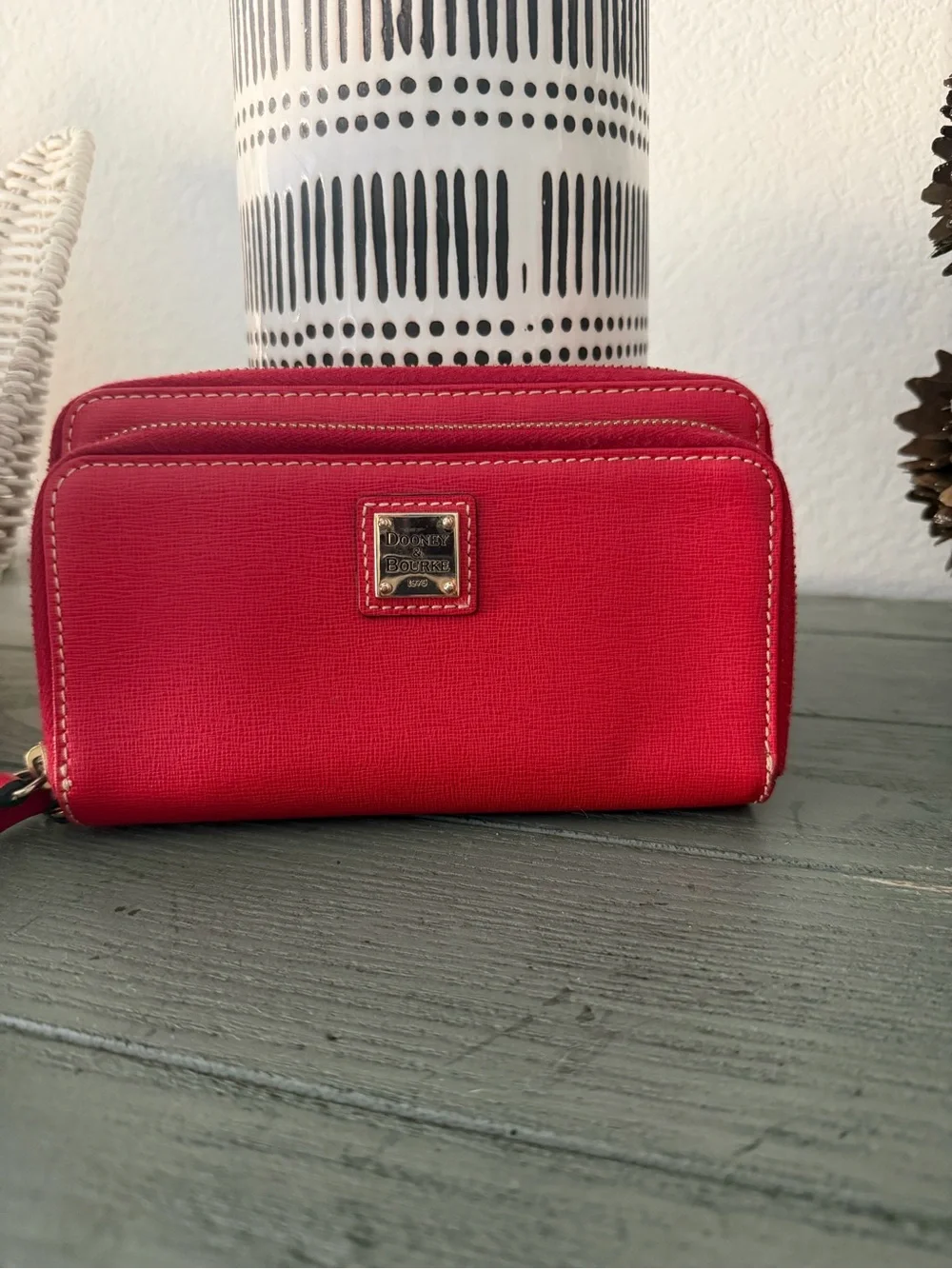 Dooney & Bourke Red Double Zip Wristlet Wallet